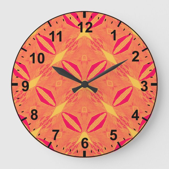 Red Orange Yellow Pattern~ Large Clock (Front)