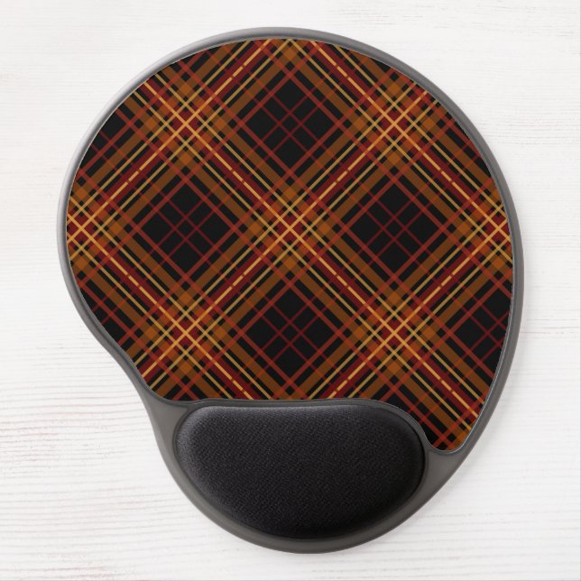 Red, Orange, Yellow Plaid on Black Gel Mouse Pad (Front)