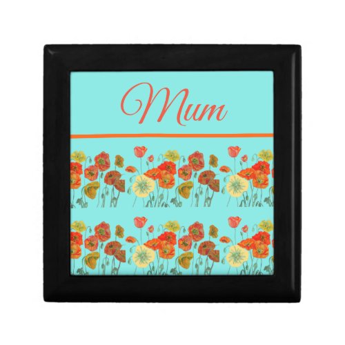 Red Orange Yellow Poppies Flower floral Mom Mother Gift Box