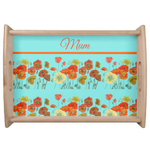 Red Orange Yellow Poppies Flower floral Mom Serving Tray