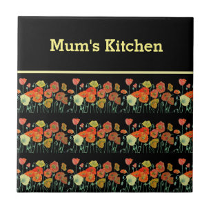 Red Orange Yellow Poppy Flowers Poppies Floral Art Ceramic Tile