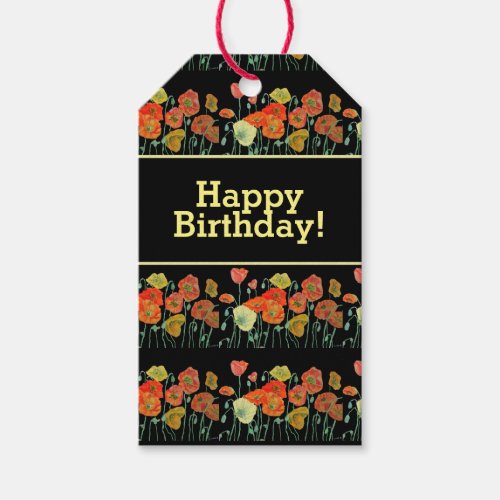 Red Orange Yellow Poppy Flowers Poppies Floral Art Gift Tags