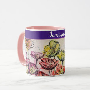 Red Orange Yellow Poppy Flowers Poppies Floral Mug
