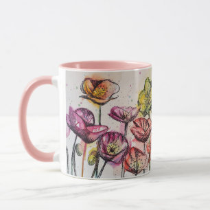 Red Orange Yellow Poppy Flowers Poppies Floral Mug