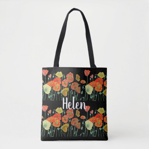 Red Orange Yellow Poppy Poppies floral Flower bag