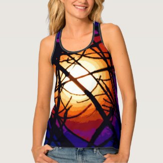 Red Orange Yellow Stained Glass Mandala Tank Top