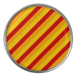 [ Thumbnail: Red, Orange, Yellow Stripes Pattern Golf Ball Marker ]