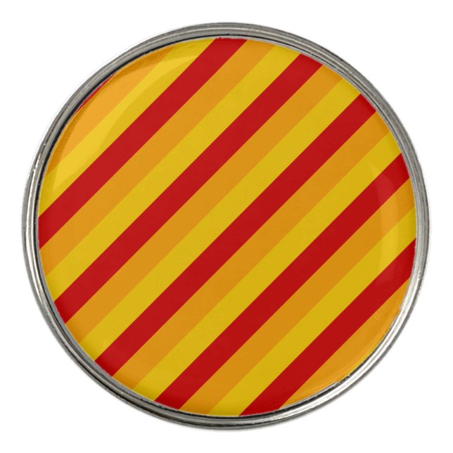 Red, Orange, Yellow Stripes Pattern Golf Ball Marker (Front)