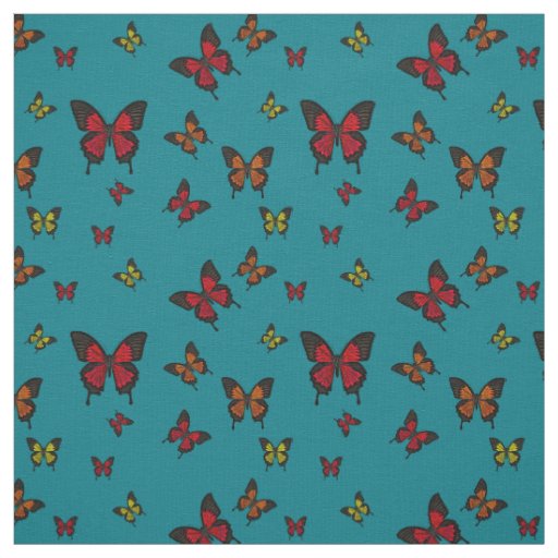 Red/orange/yellow, Swallow tail Butterflies Fabric