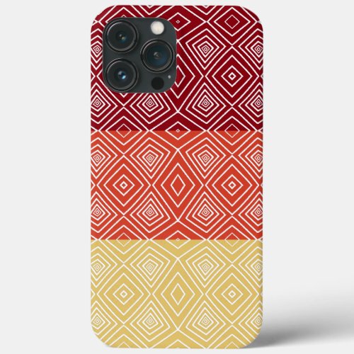 red orange yellow Tribal Diamonds African Pattern iPhone 13 Pro Max Case