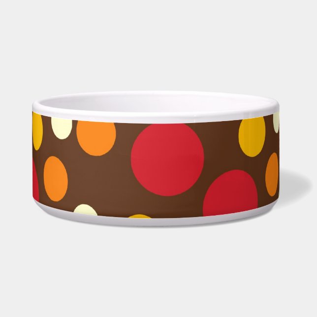 Red Orange Yellow White Brown Polka Dots Pattern Bowl (Front)