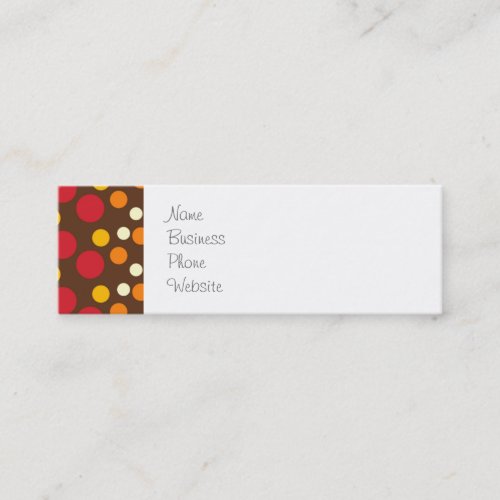 Red Orange Yellow White Brown Polka Dots Pattern Mini Business Card