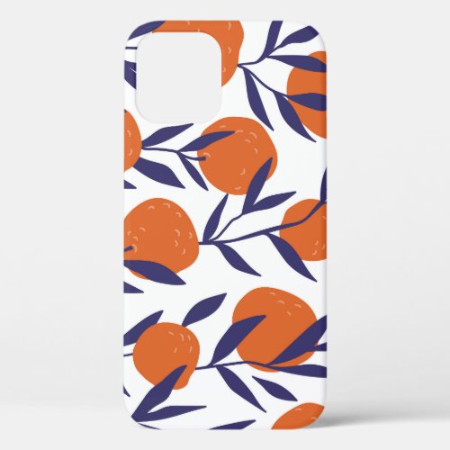 Red oranges tropical seamless pattern iPhone 12 case