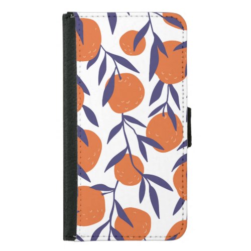 Red oranges tropical seamless pattern samsung galaxy s5 wallet case