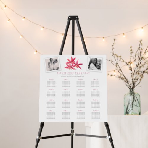 Red orchid and photos wedding 16 tables chart foam board