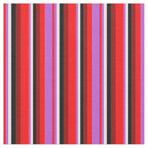 Red, Orchid, Beige, Black, and Dark Red Lines Fabric
