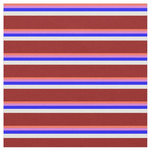 Red, Orchid, Blue, Mint Cream & Dark Red Stripes Fabric