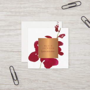 Red orchid copper rose gold lipstick distributor square business card