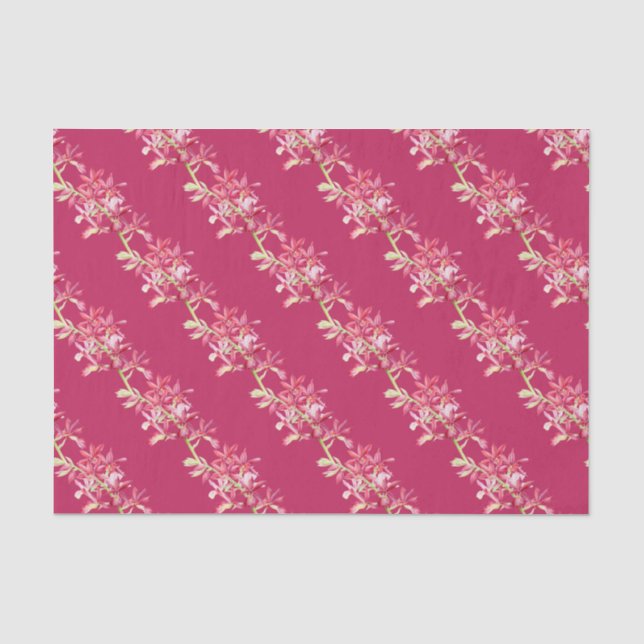 Red orchid flower watercolor art wrapping  tissue paper (Front)