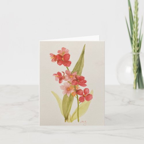 Red Orchid Folded Note Card