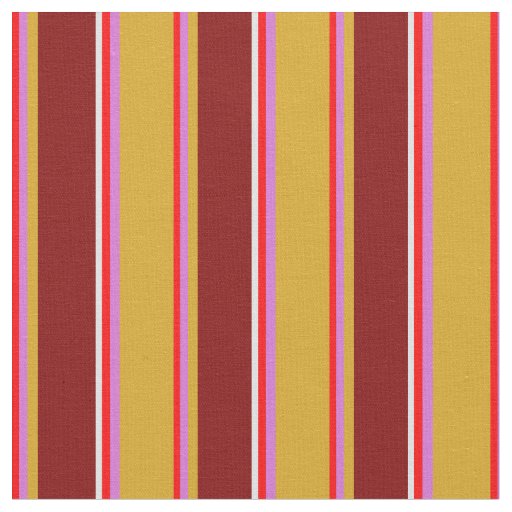 Red, Orchid, Goldenrod, Maroon & Lavender Lines Fabric