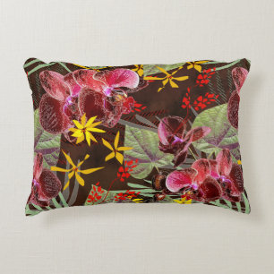 Red orchids.  accent pillow