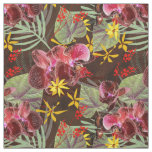 Red orchids.  fabric