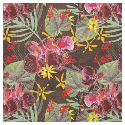 Red orchids.  fabric