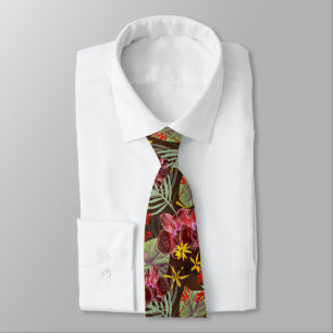 Red orchids. neck tie