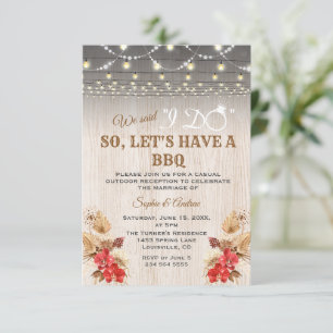 Red Orchids Pampas Grass Wood After I DO BBQ Invitation