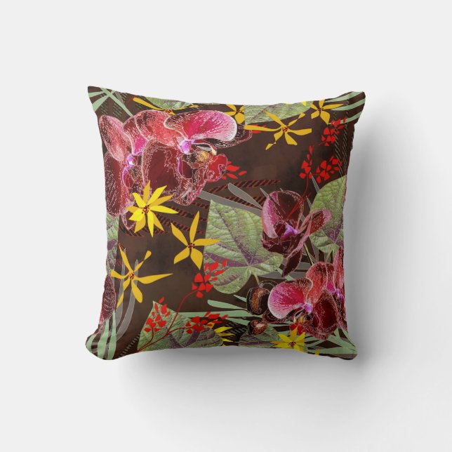 Red orchids.  throw pillow (Front)