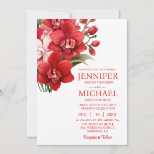 Red Orchids Winter Summer Wedding Invitations