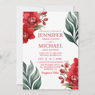 Red Orchids Winter Summer Wedding Invitations