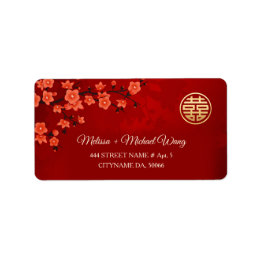 Red Oriental Blossom | Chinese Wedding Label