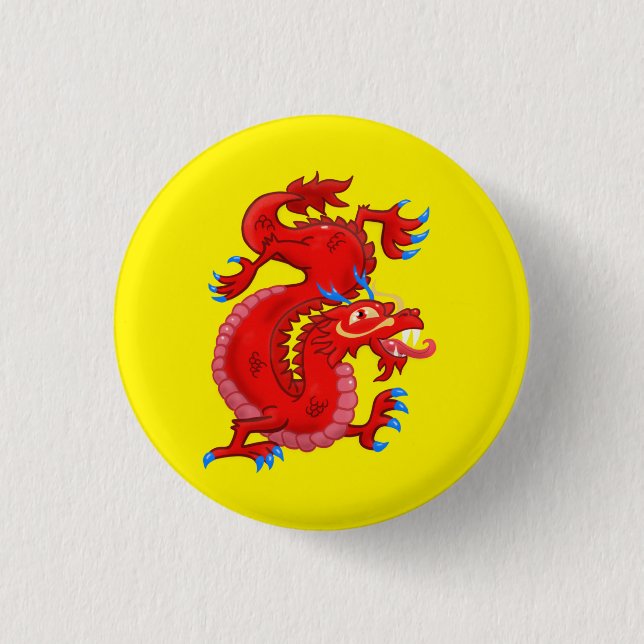 Red Oriental Dragon Button (Front)