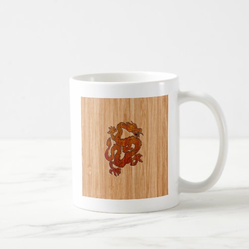 Red Oriental Dragon on Bamboo style Coffee Mug