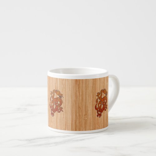 Red Oriental Dragon on Bamboo style Espresso Cup