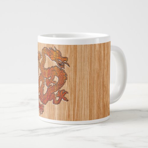 Red Oriental Dragon on Bamboo style Large Coffee Mug