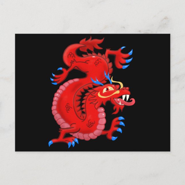 Red Oriental Dragon Postcard (Front)