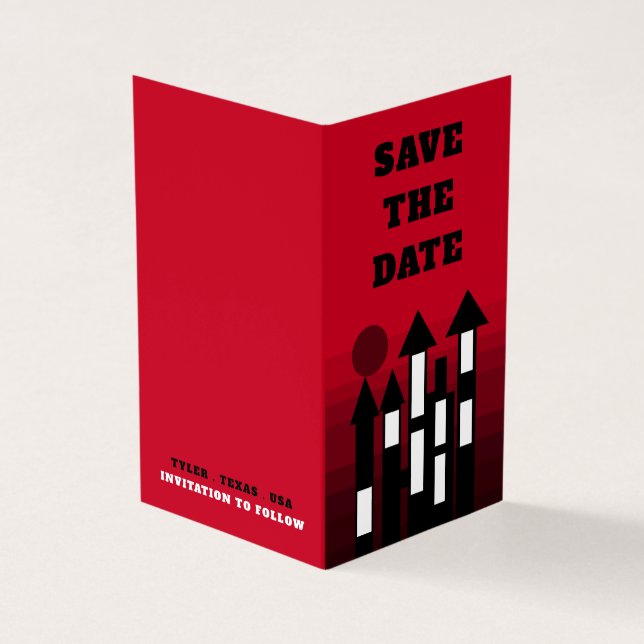 Red Oriental Palace, Photo Save The Date Card (Outside)