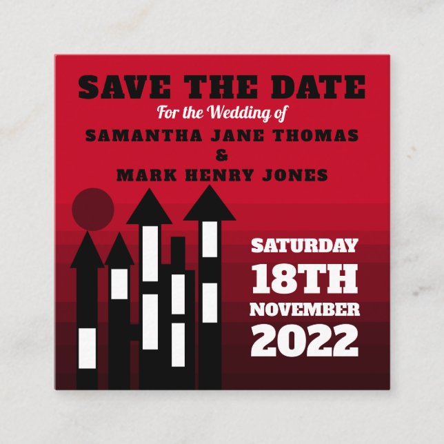 Red Oriental Palace, Save the Date Enclosure Card (Front)