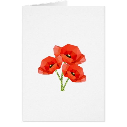 Red Origami Poppies Cards (Front)