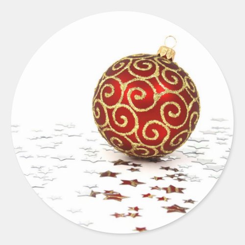 Red Ornament and Stars Sticker