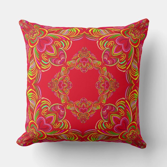 Red ornament chinese new year tradition holiday  throw pillow (Front)