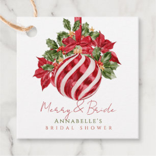 Red Ornament Christmas Merry & Bride Bridal Shower Favor Tags