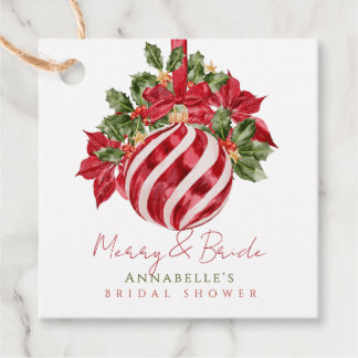 Red Ornament Christmas Merry & Bride Bridal Shower Favor Tags