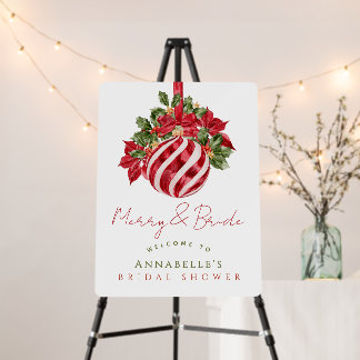Red Ornament Christmas Merry & Bride Bridal Shower Foam Board