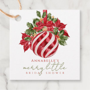 Red Ornament Christmas Merry Little Bridal Shower Favor Tags