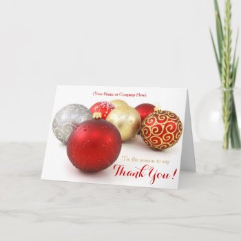 Red Ornament Custom Logo Business Christmas Cards by ChristmasCardShop at Zazzle