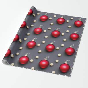 Red Ornament High Contrast Wrapping Paper